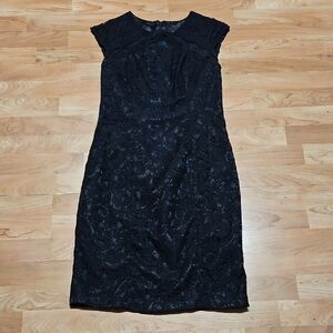 JS Boutique Black Floral Lace Midi Dress